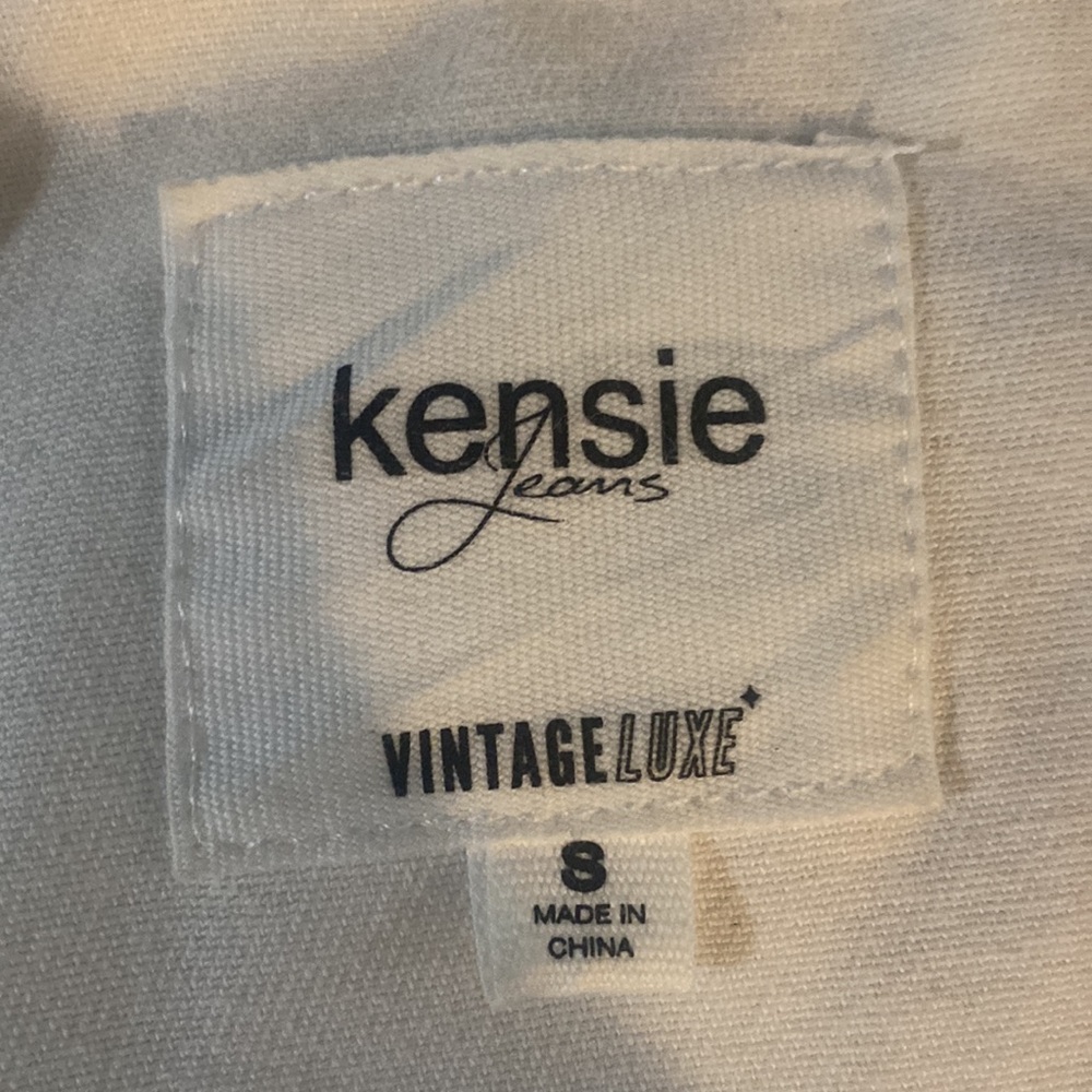 KENSIE Vintage Luxe Ivory Oversized Cropped Denim-Style Jacket S Small NWOT - Picture 7 of 10